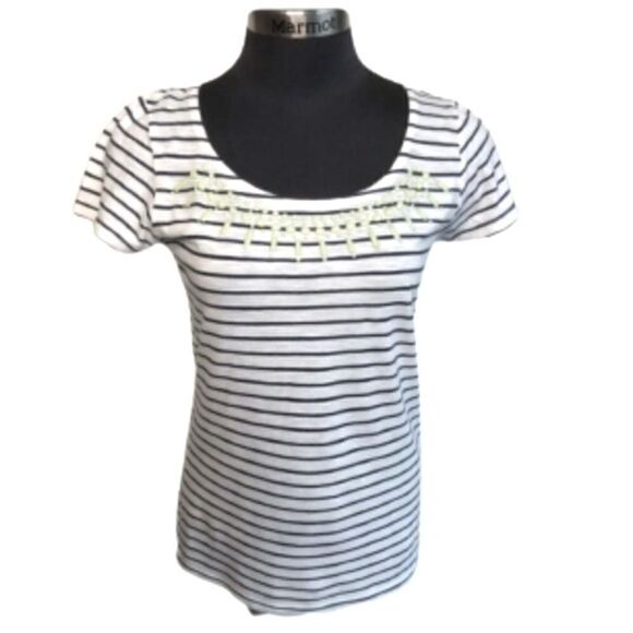 Gap Striped Embellished Neckline Top - Picture 1 of 9